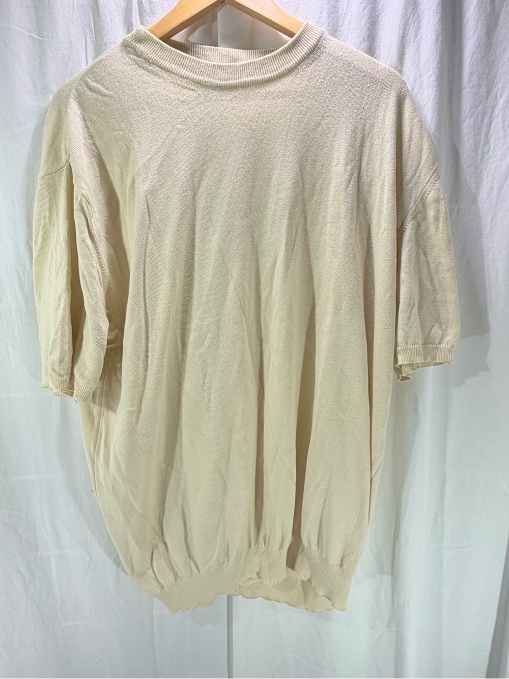 Raffi Cream Short-Sleeve Crewneck Sweater